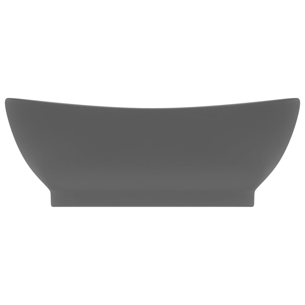 vidaXL Lavabo lujoso con rebosadero cerámica gris oscuro 58,5x39 cm