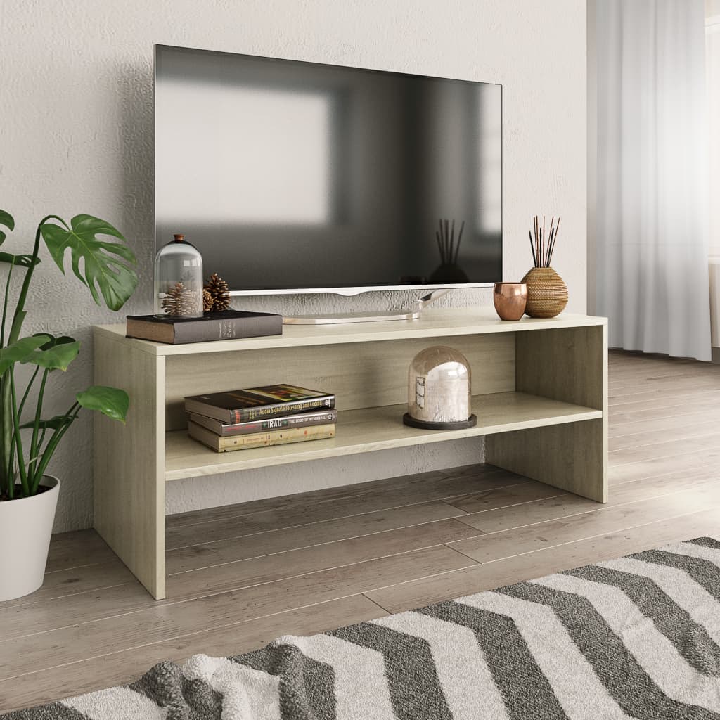 vidaXL Mueble de TV madera contrachapada color roble 100x40x40cm