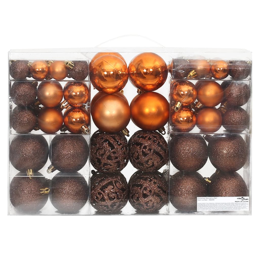 vidaXL Bolas de Navidad 100 unidades marrón 3 / 4 / 6 cm