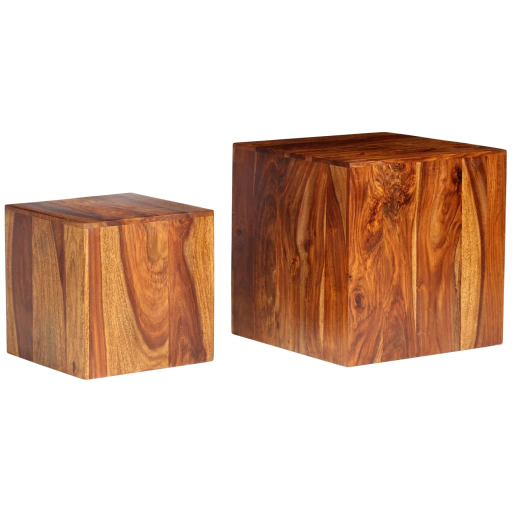 vidaXL Set de mesas de centro 2 uds madera maciza sheesham 40x40x40 cm
