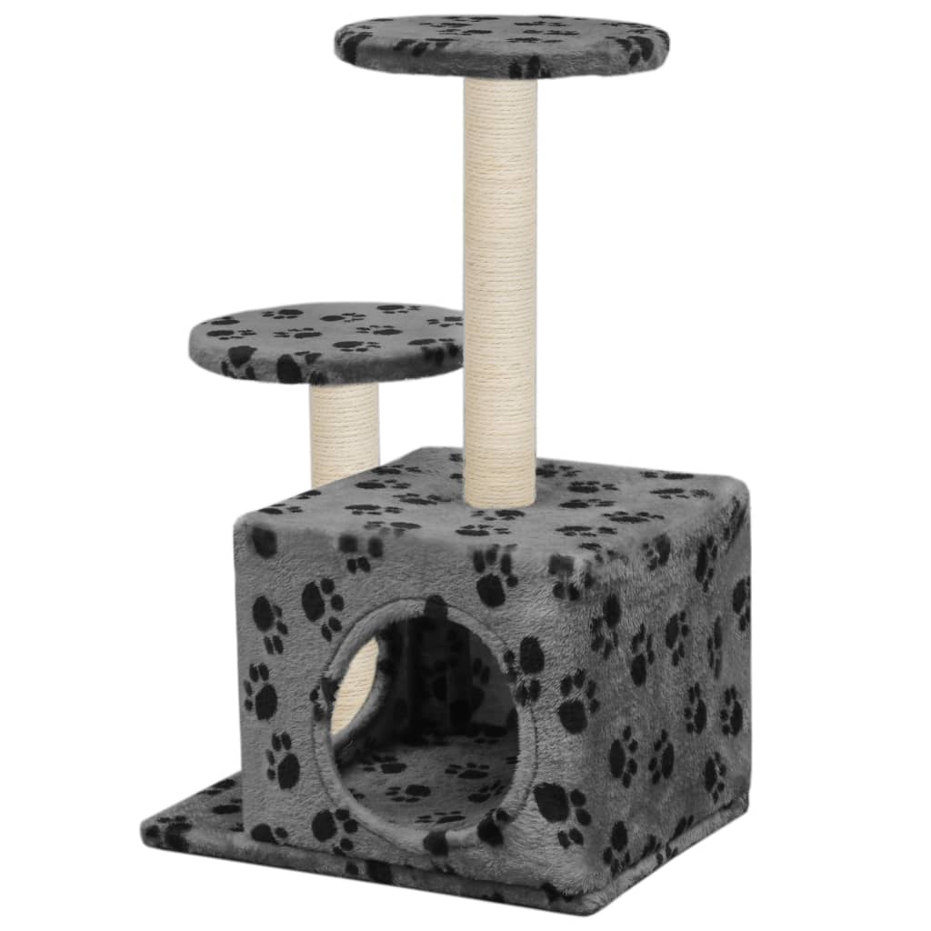 vidaXL Rascador para gatos con poste de sisal 60 cm huellas gris