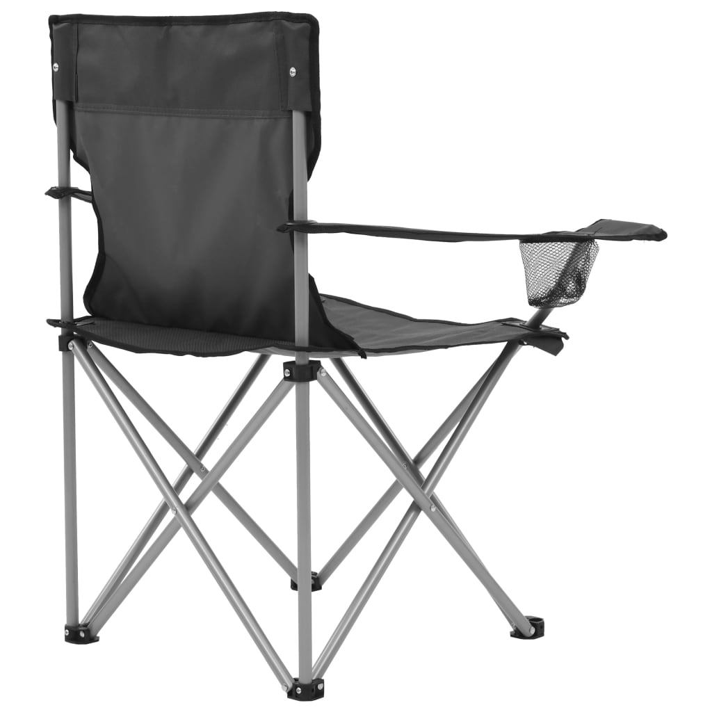 vidaXL Juego de mesa y sillas de camping 3 piezas gris