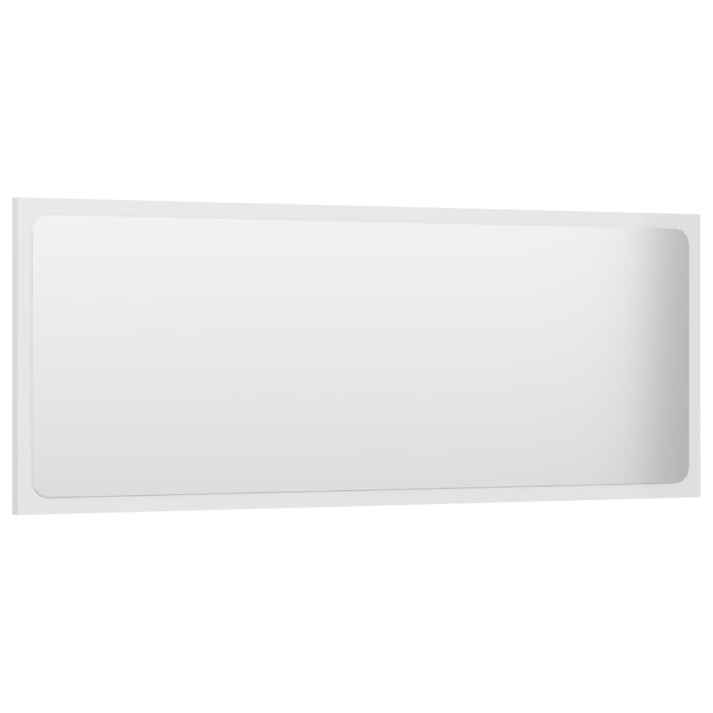 vidaXL Espejo de baño madera contrachapada blanco brillo 100x1,5x37 cm