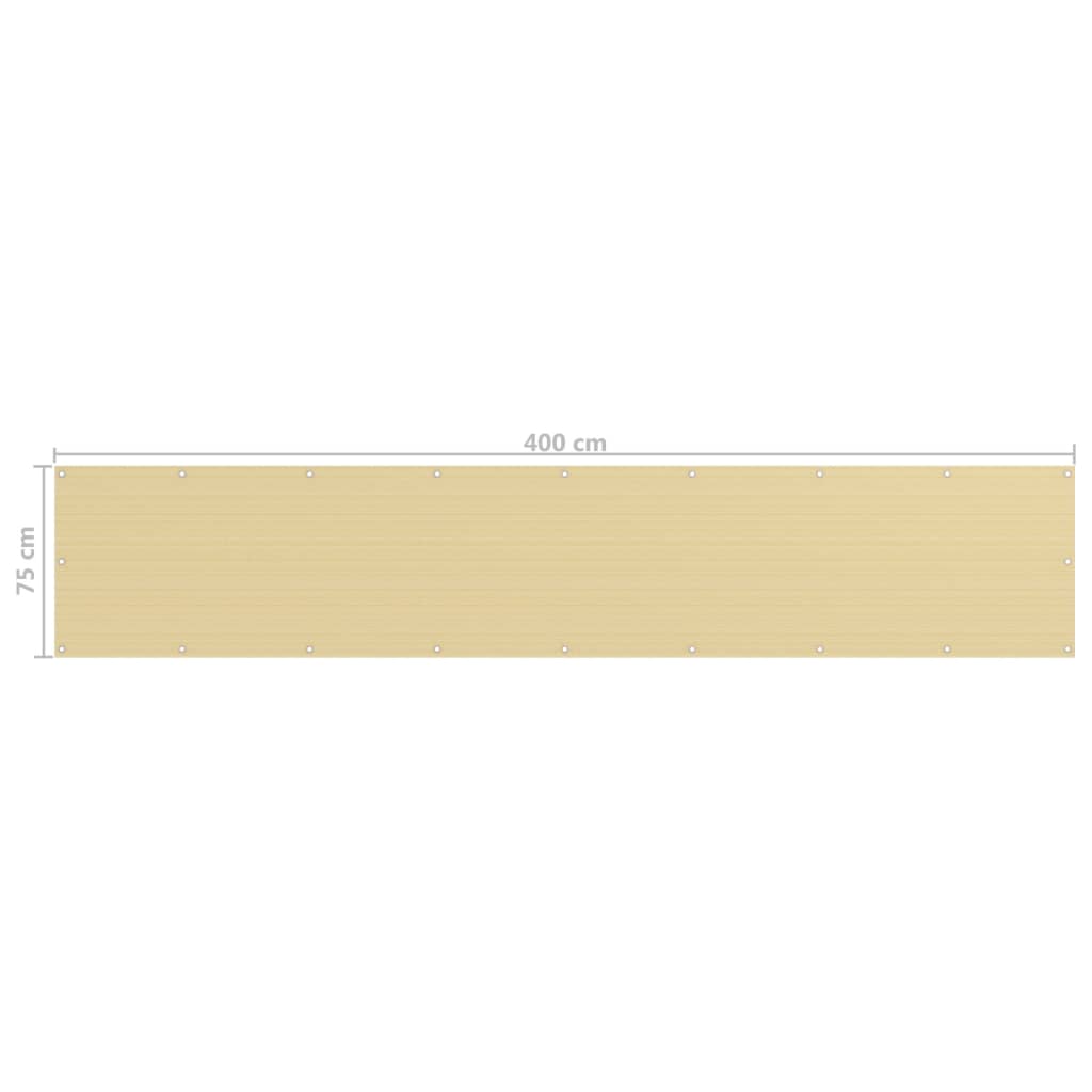 vidaXL Toldo para balcón HDPE beige 75x400 cm