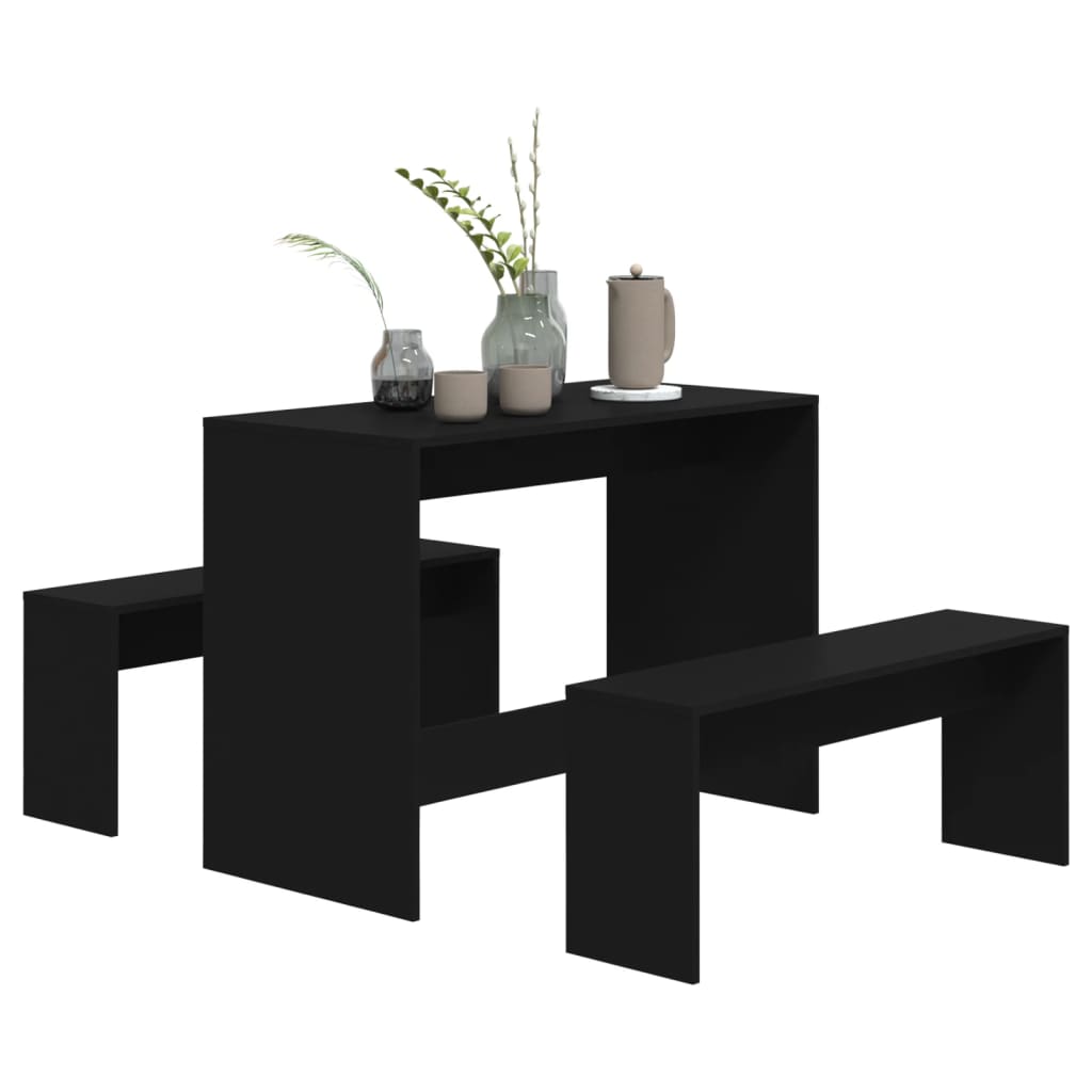 vidaXL Set de muebles de baño 3 piezas madera de ingeniería negro