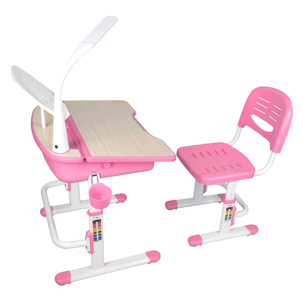 Vipack Escritorio niños regulable Comfortline 301 y silla rosa blanco