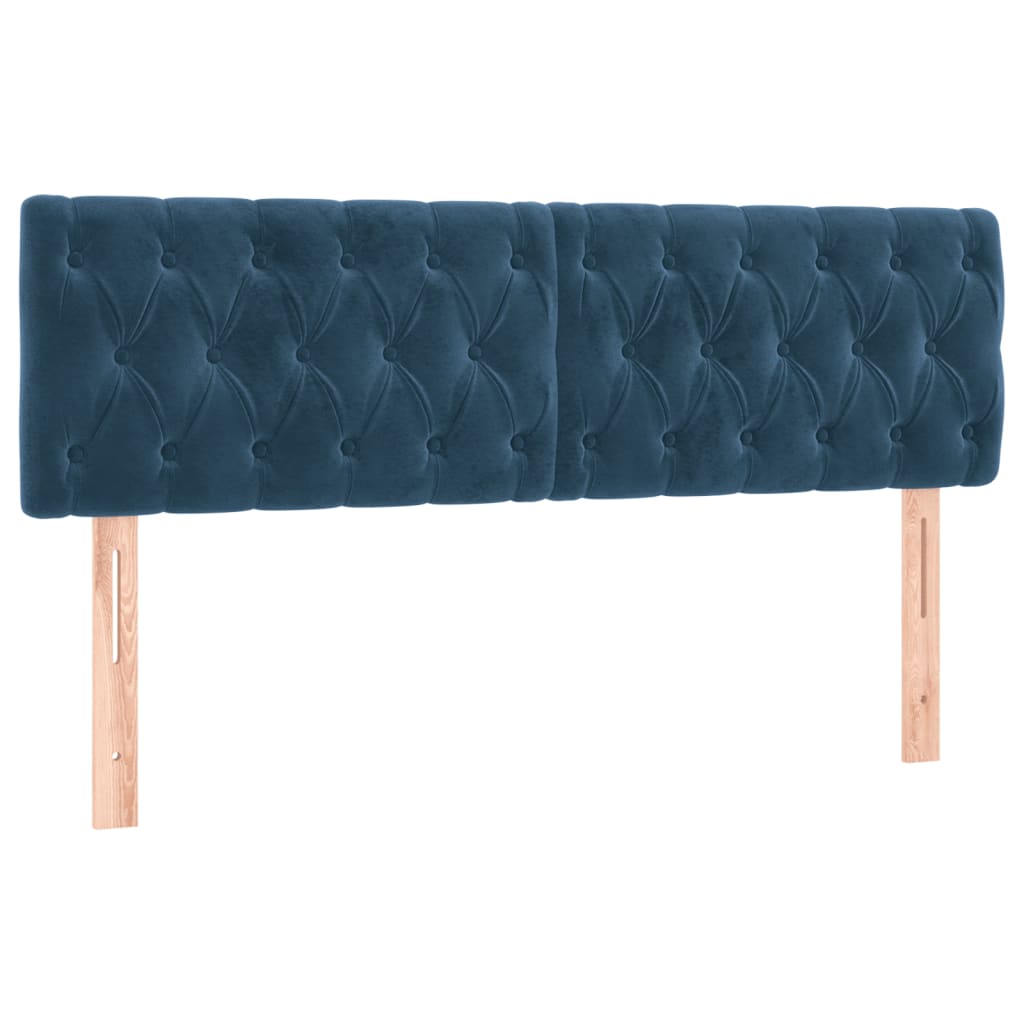 vidaXL Cama box spring colchón y LED terciopelo azul oscuro 140x200 cm