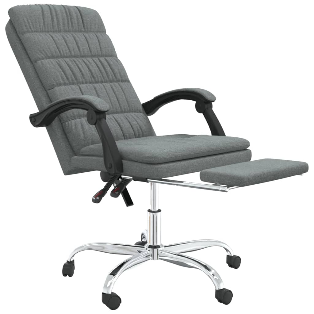 vidaXL Silla de oficina reclinable de tela gris oscuro
