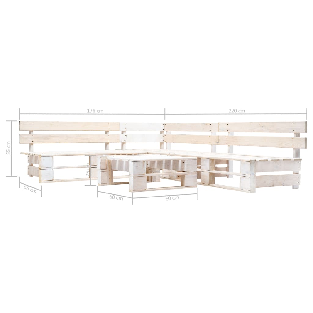 vidaXL Set de muebles de jardín de palets 4 piezas madera blanco