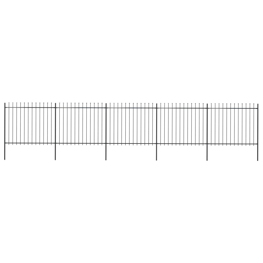 vidaXL Valla de jardín con puntas de lanza acero negro 8,5x1,5 m