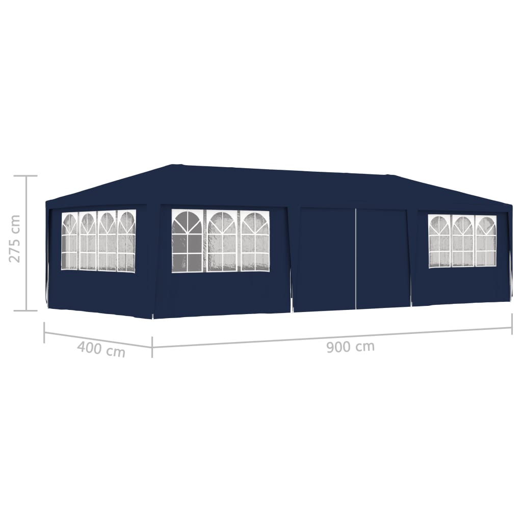 vidaXL Carpa profesional para fiestas con paredes azul 90 g/m² 4x9 m