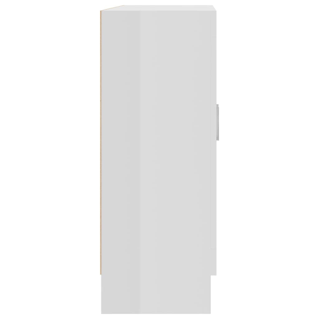 vidaXL Vitrina de madera contrachapada blanco brillo 82,5x30,5x80 cm