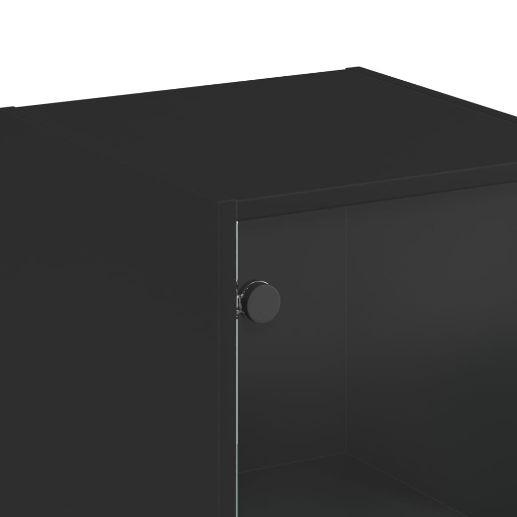 vidaXL Aparador con puertas de vidrio negro 35x37x142 cm