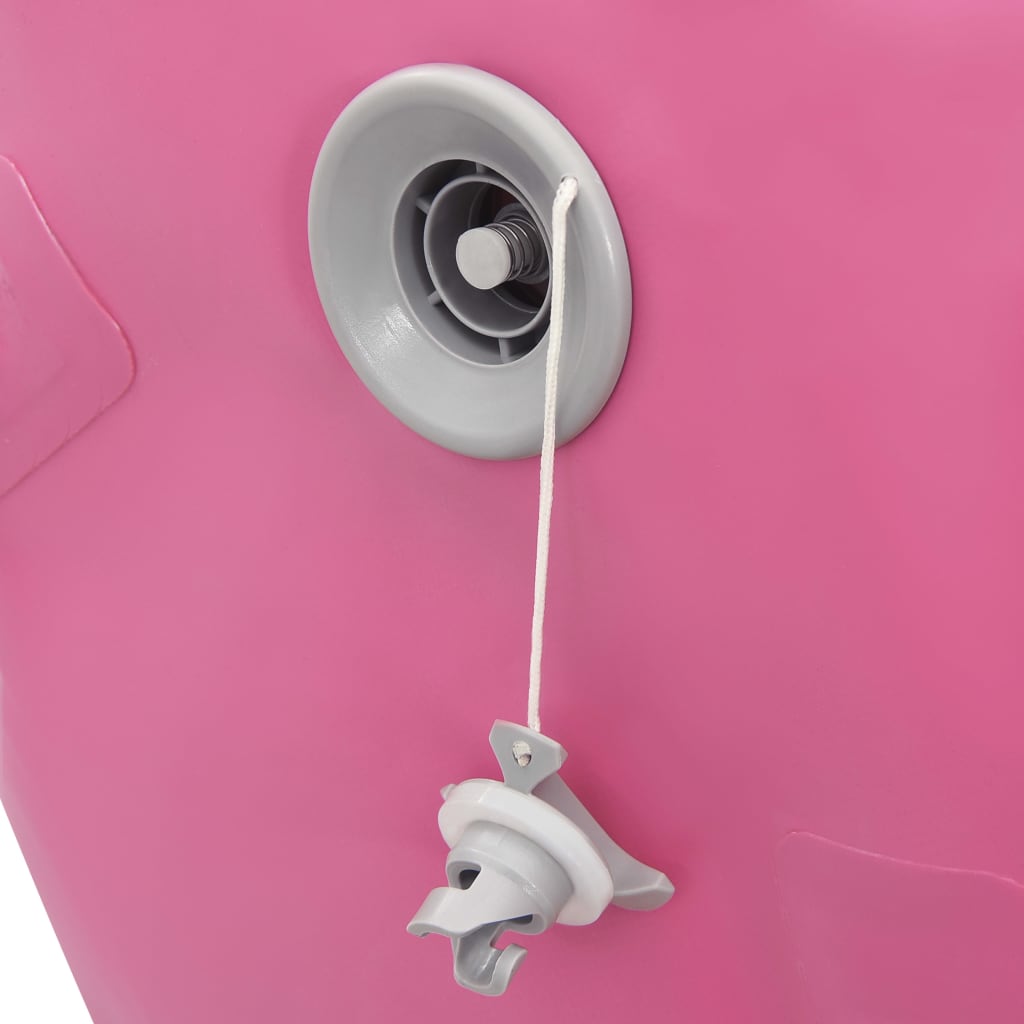 vidaXL Rollo inflable de gimnasia con bomba PVC rosa 120x90 cm