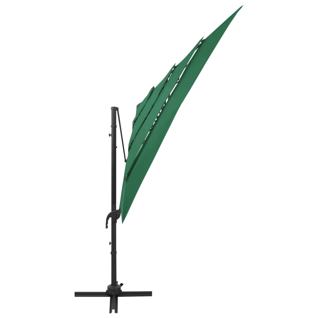 vidaXL Sombrilla de 4 niveles con poste aluminio verde 250x250 cm