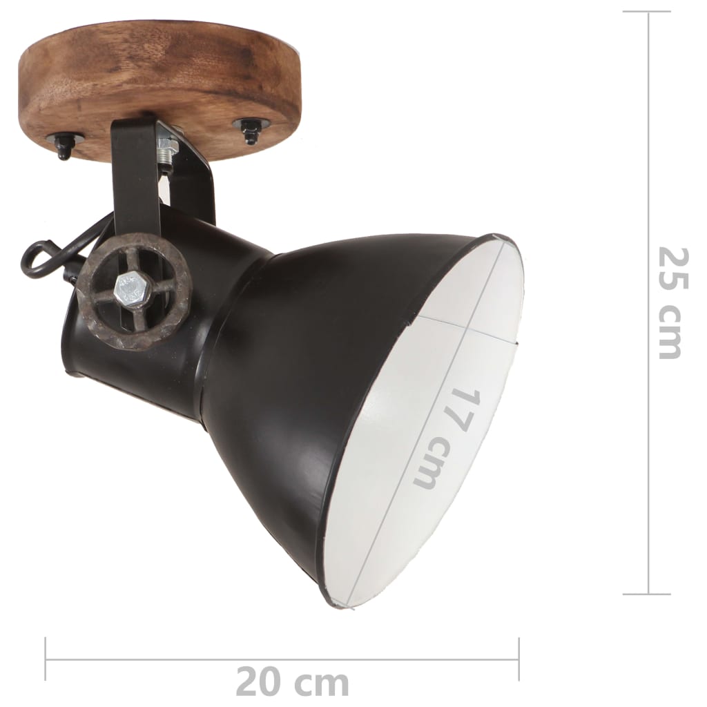 vidaXL Lámparas industriales de pared/techo 2 uds negro 20x25 cm E27
