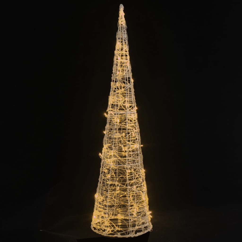 vidaXL Pirámide decorativa cono acrílico luces LED blanco cálido 120cm