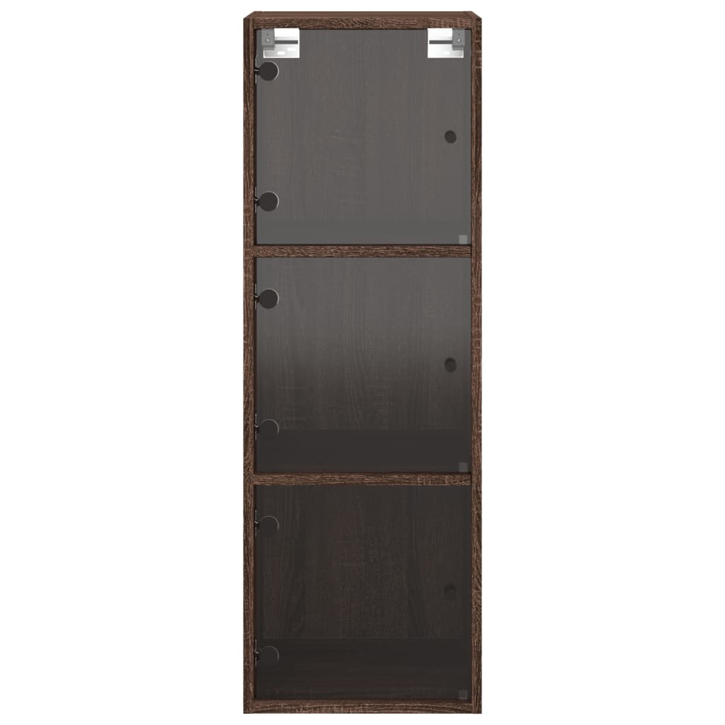 vidaXL Mueble de pared puertas de vidrio marrón roble 35x37x100 cm