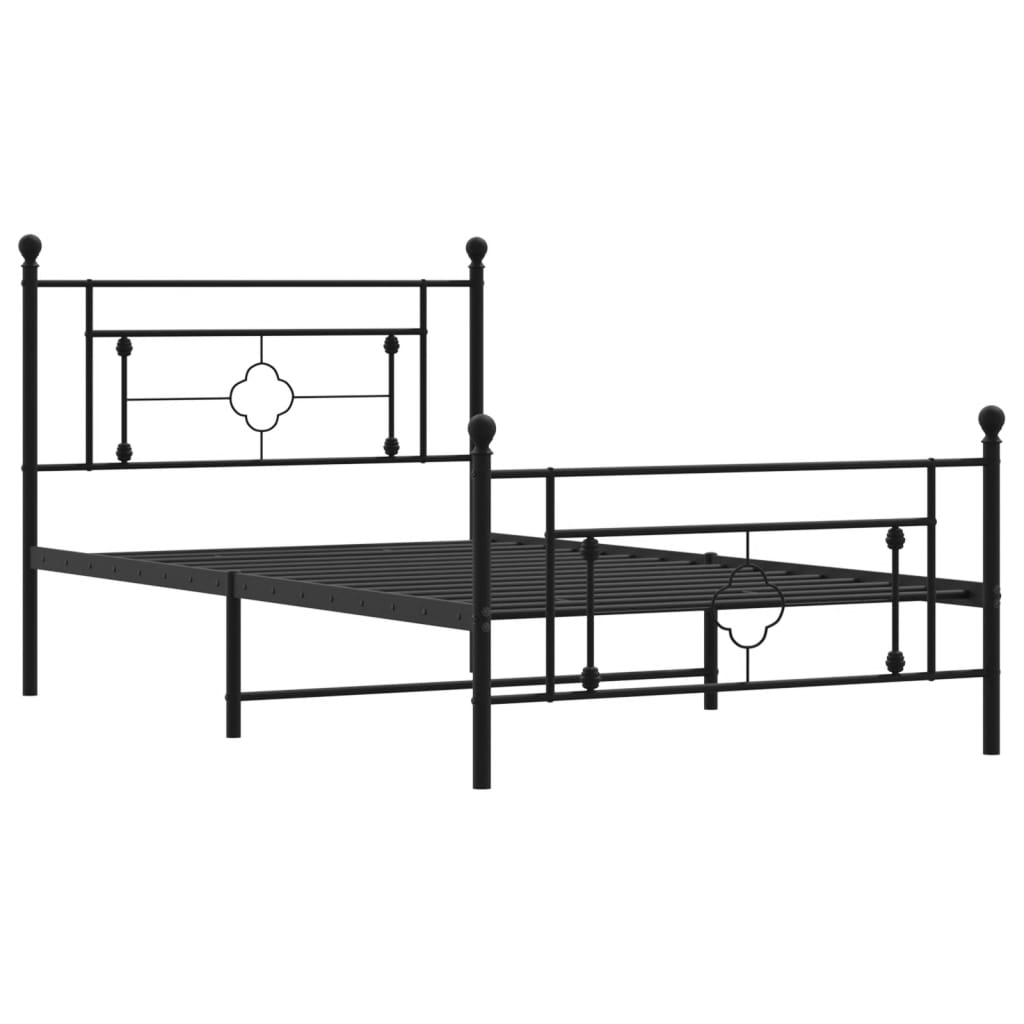vidaXL Estructura de cama con cabecero y estribo metal negro 107x203cm