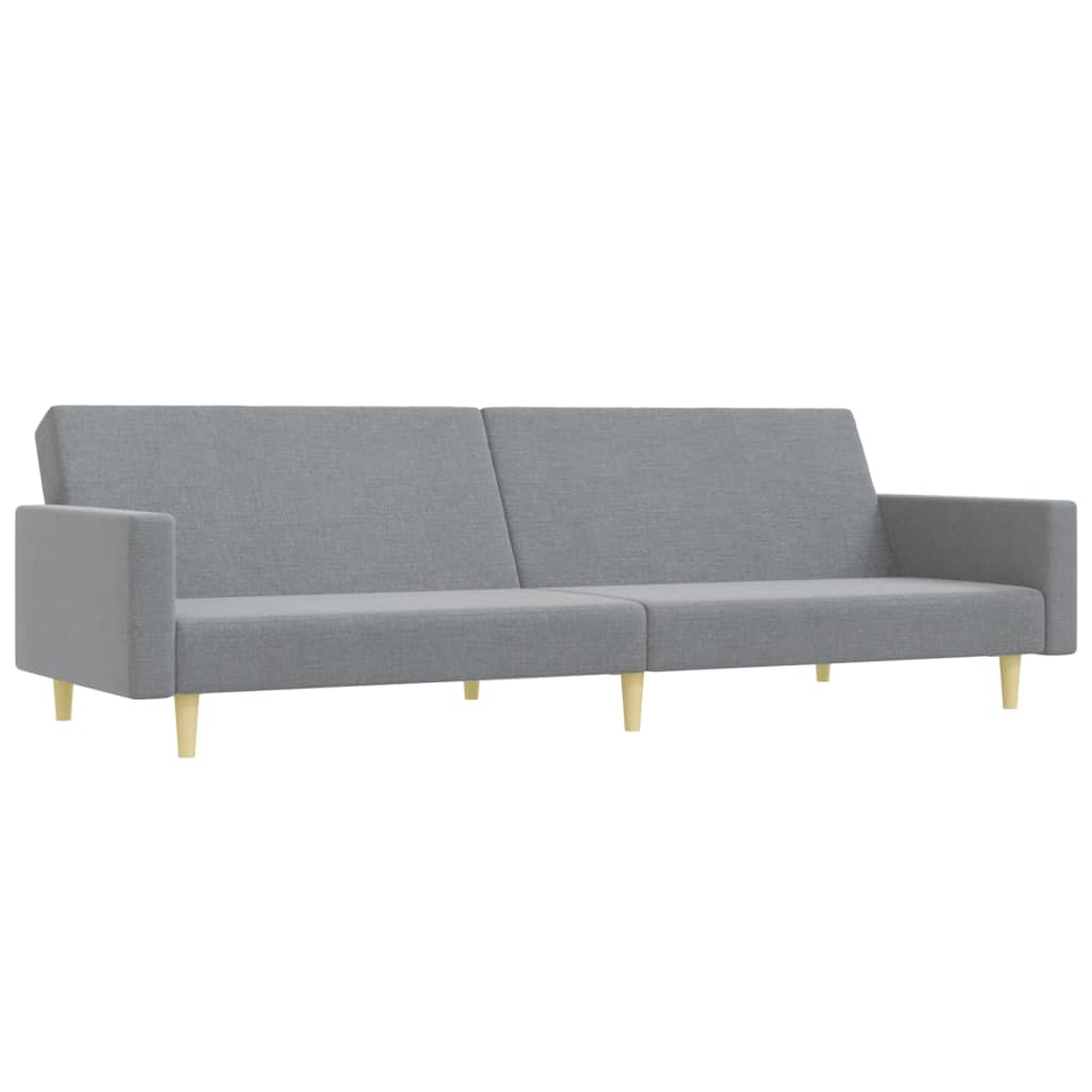 vidaXL Sofá cama de 2 plazas con taburete tela gris claro