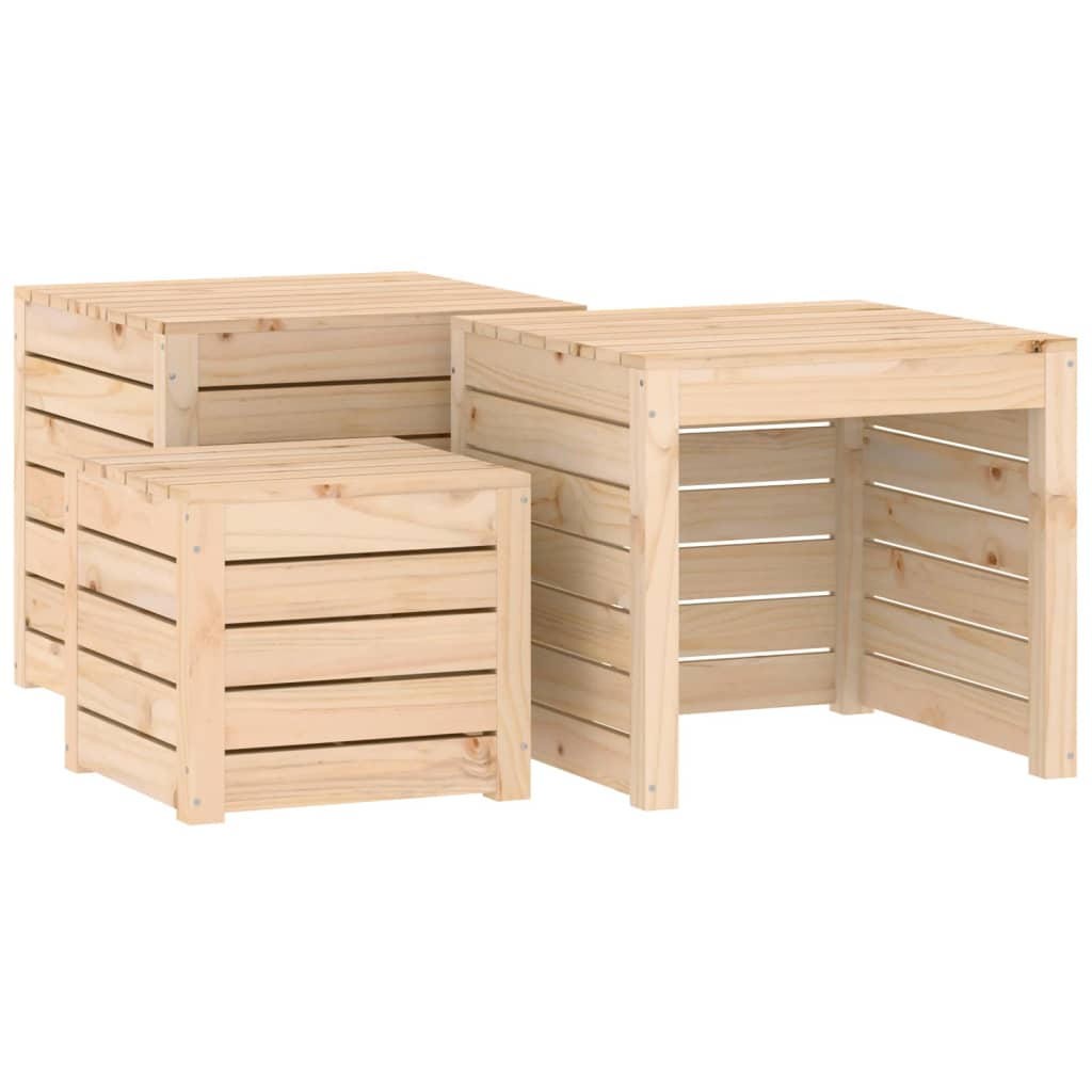 vidaXL Juego de cajas de jardín 4 piezas madera maciza de pino