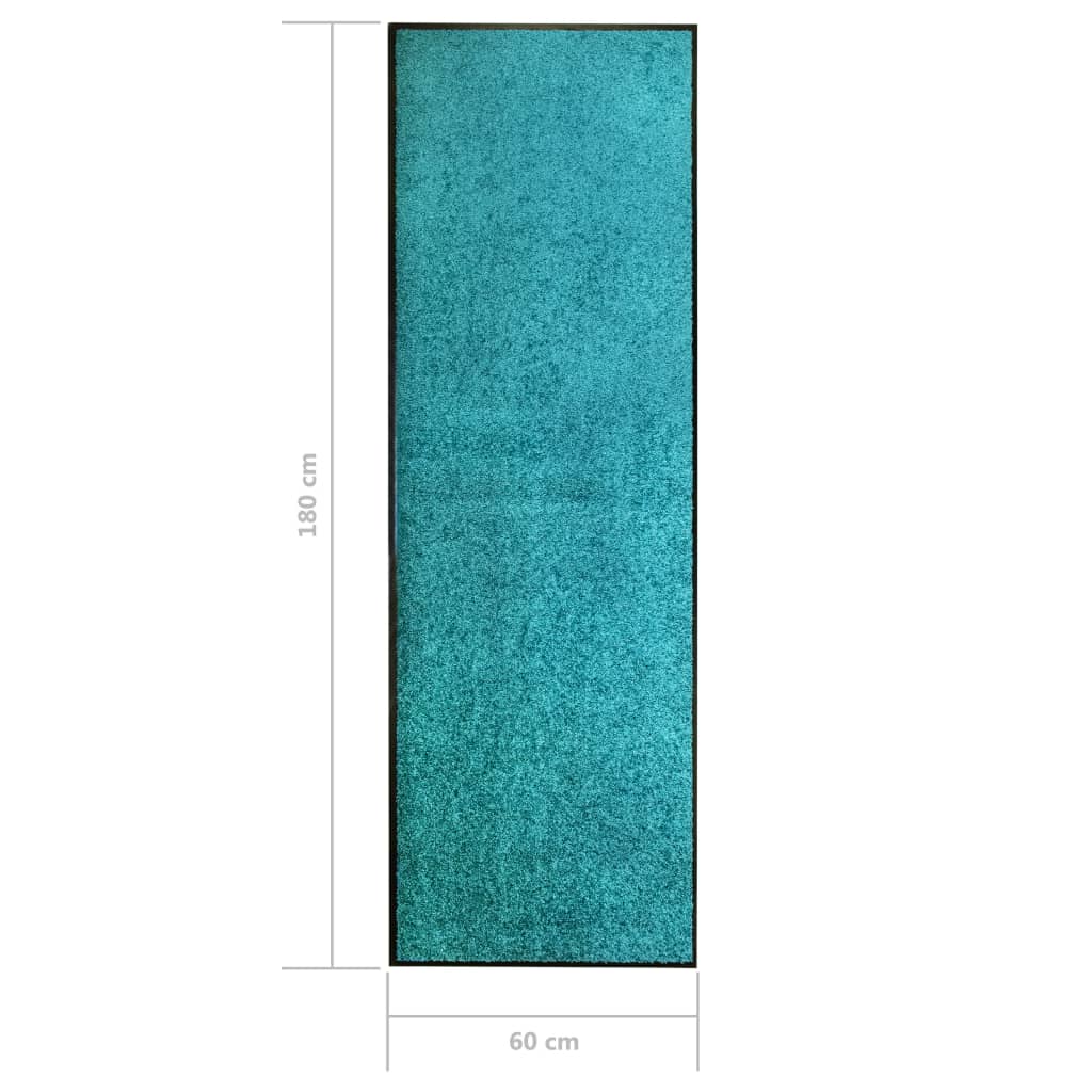 vidaXL Felpudo lavable azul cian 60x180 cm