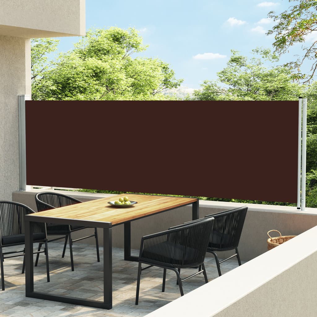 vidaXL Toldo lateral retráctil para patio marrón 140x600 cm