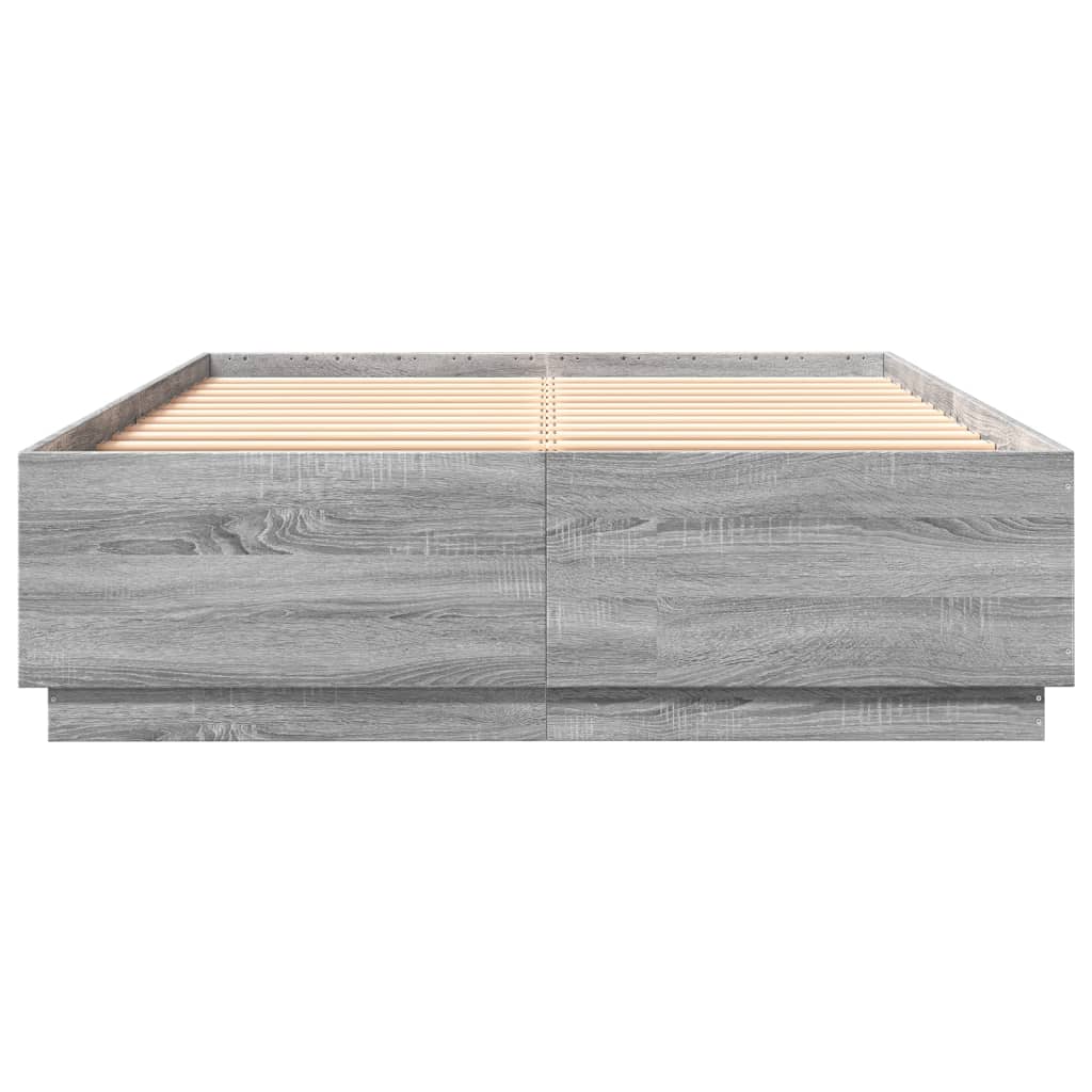 vidaXL Estructura de cama madera de ingeniería gris Sonoma 150x200 cm