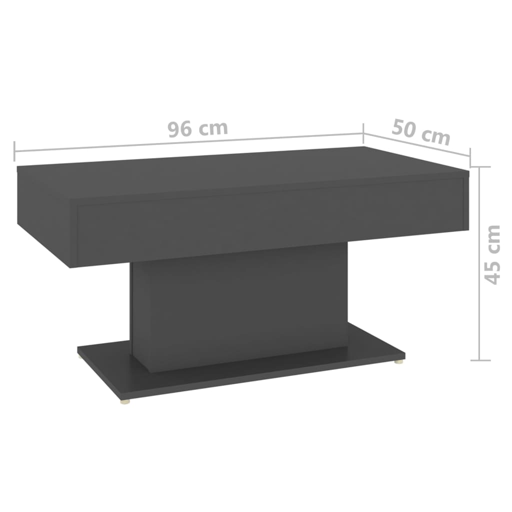vidaXL Mesa de centro madera contrachapada gris 96x50x45 cm