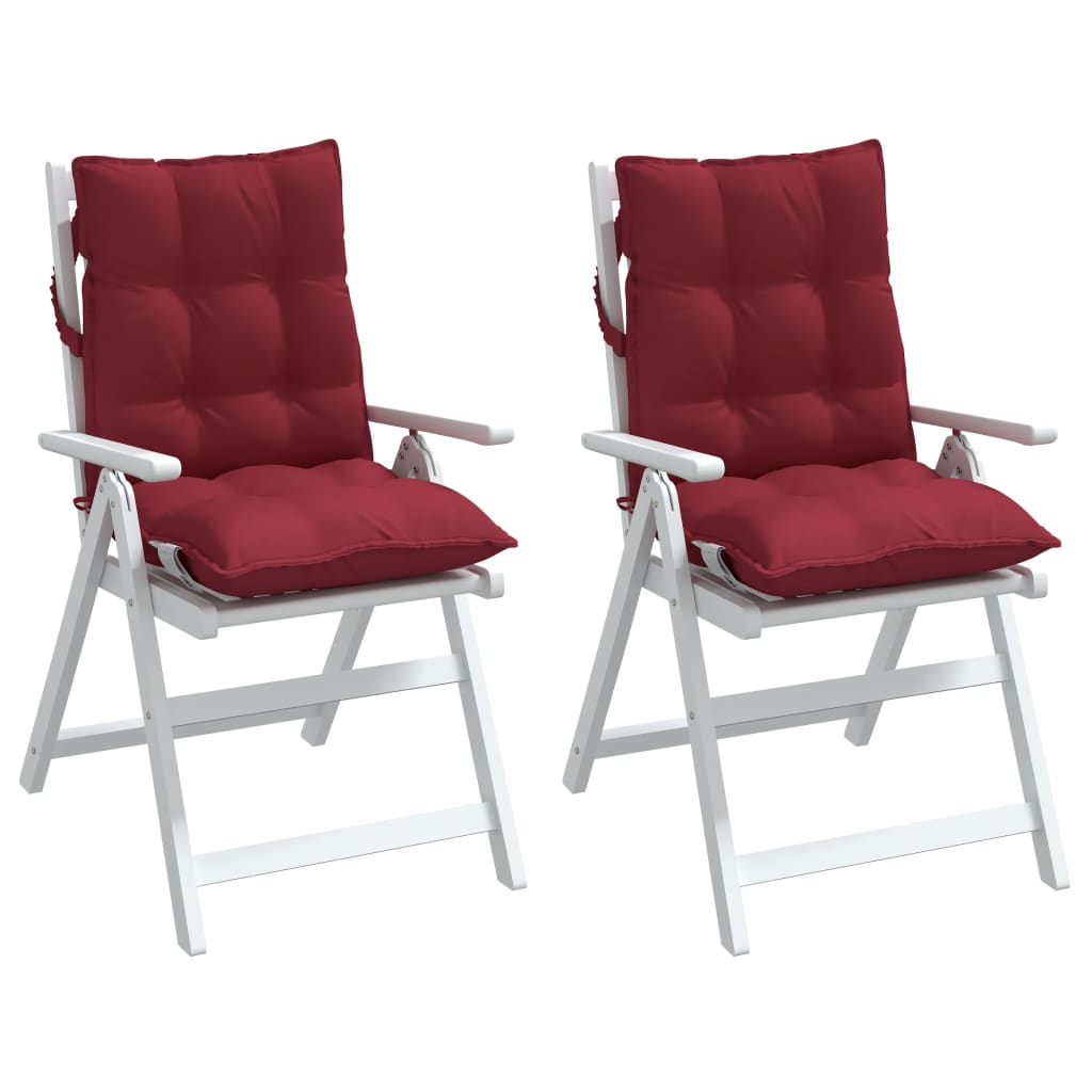vidaXL Cojines para silla respaldo bajo 2 uds tela Oxford rojo tinto