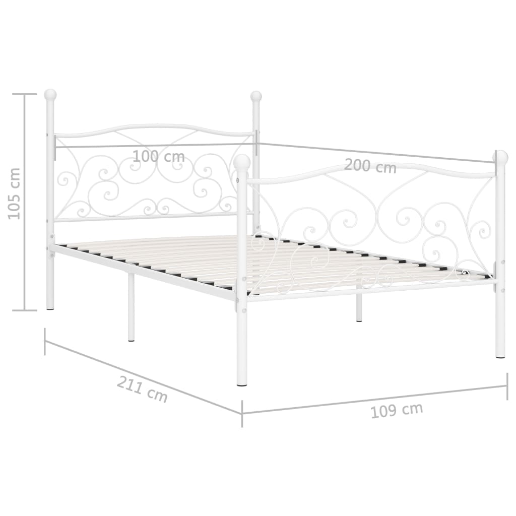 vidaXL Estructura de cama con somier metal blanco 100x200 cm