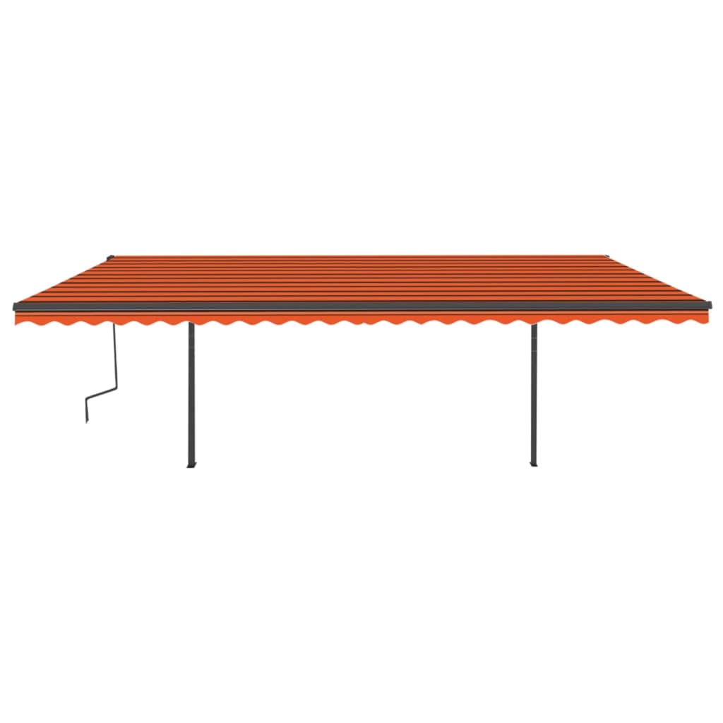vidaXL Toldo manual retráctil con postes naranja y marrón 6x3 m