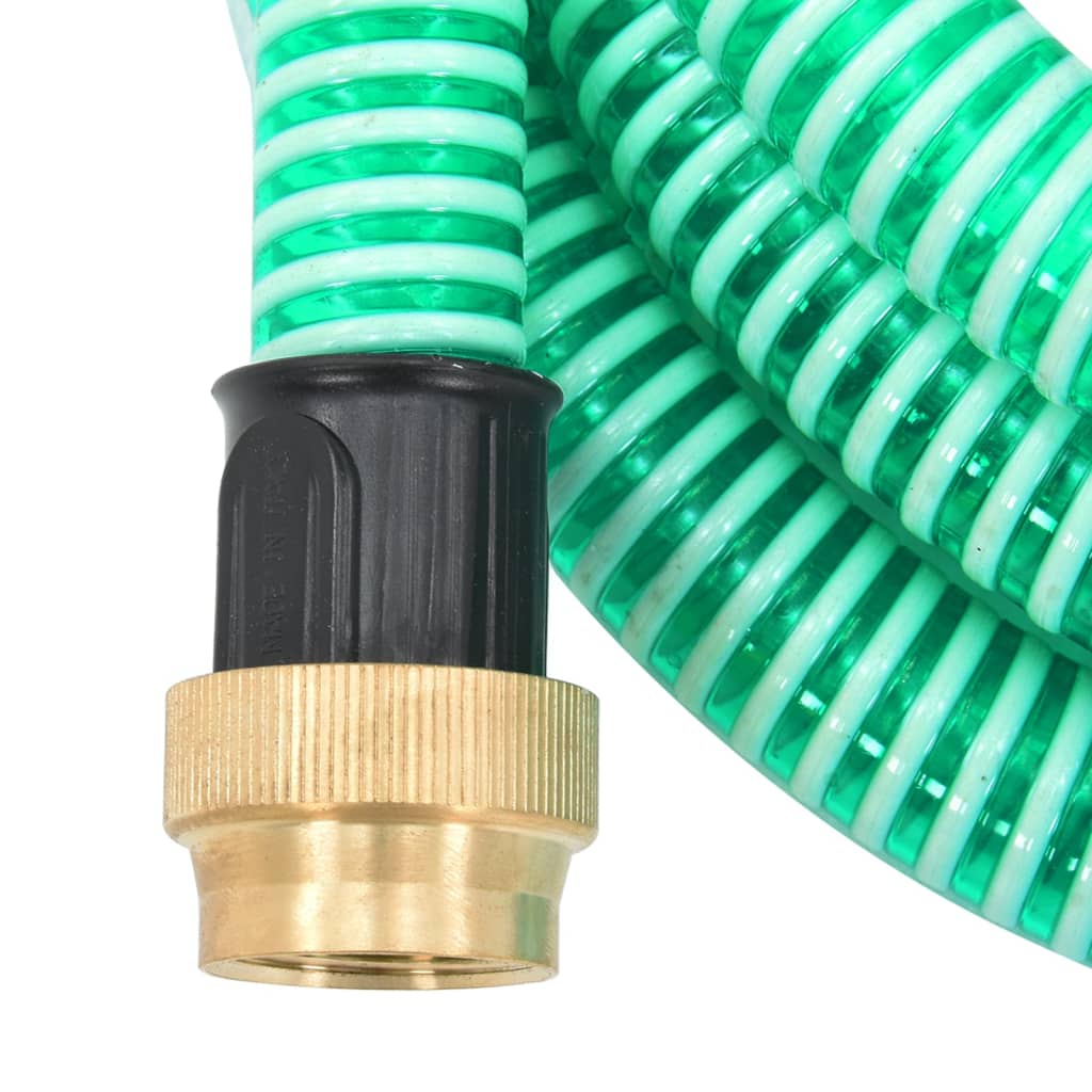 vidaXL Manguera de succión con conectores de latón PVC verde 29 mm 20m