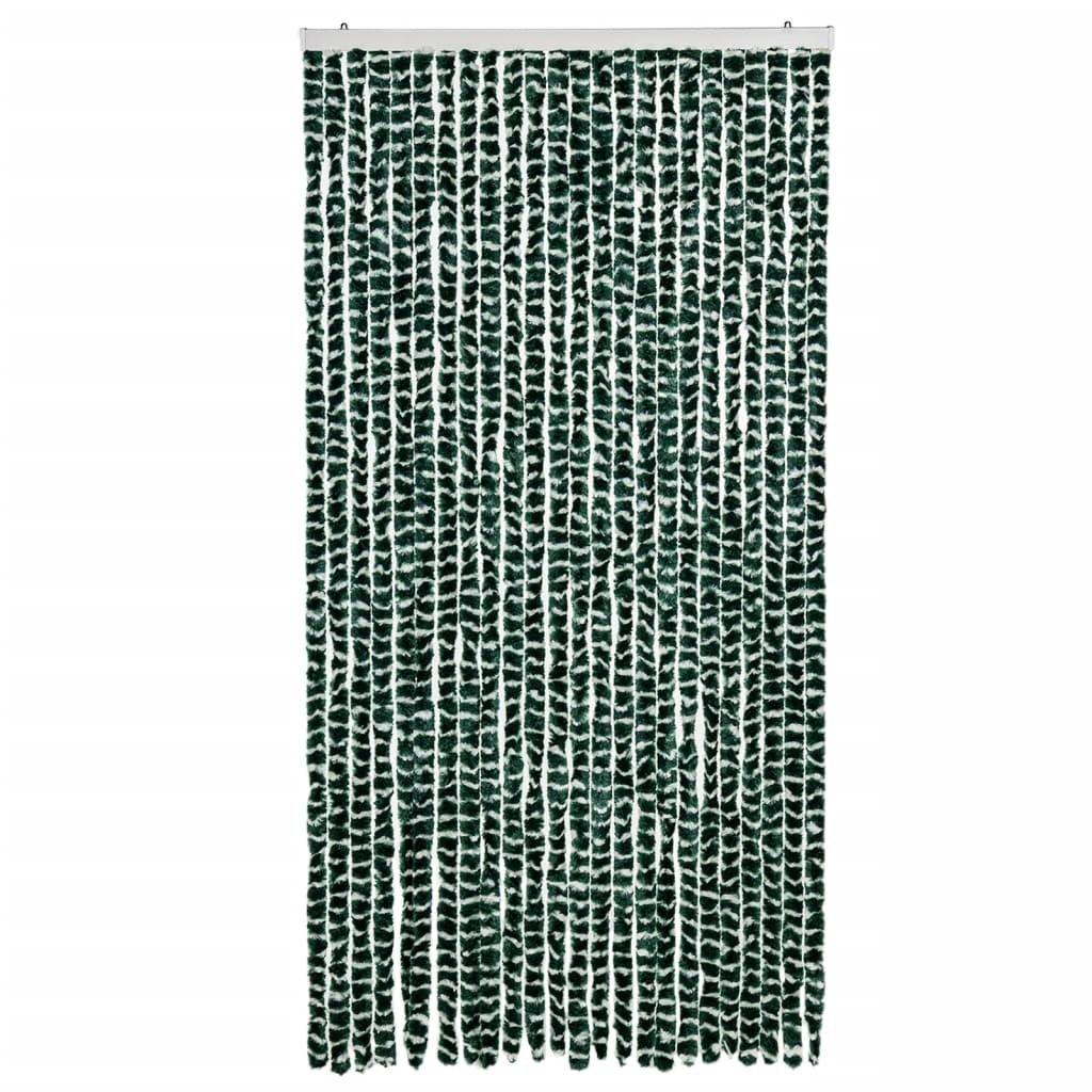 vidaXL Cortina antimoscas chenilla verde y blanco 100x200 cm