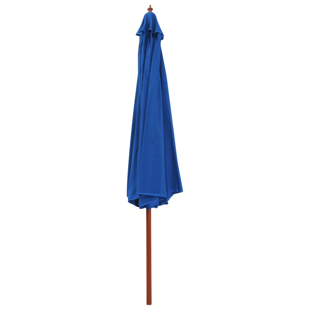 vidaXL Sombrilla de jardín con palo de madera azul 350 cm