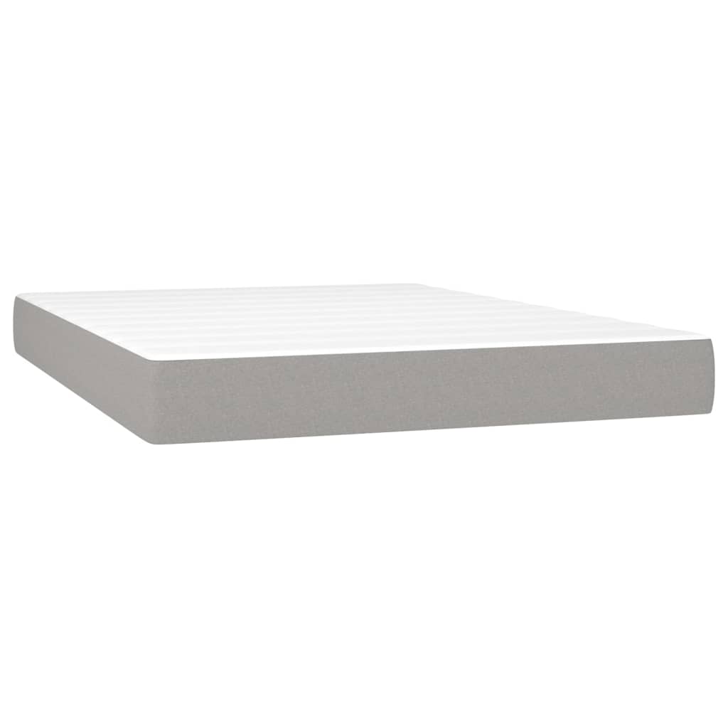 vidaXL Cama box spring con colchón tela gris claro 140x190 cm
