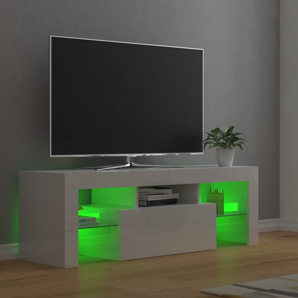 vidaXL Mueble de TV con luces LED blanco brillante 120x35x40 cm