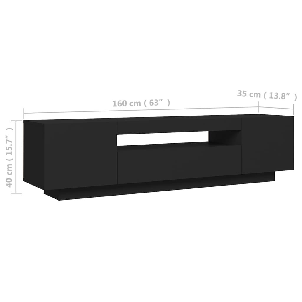 vidaXL Mueble de TV con luces LED negro 160x35x40 cm