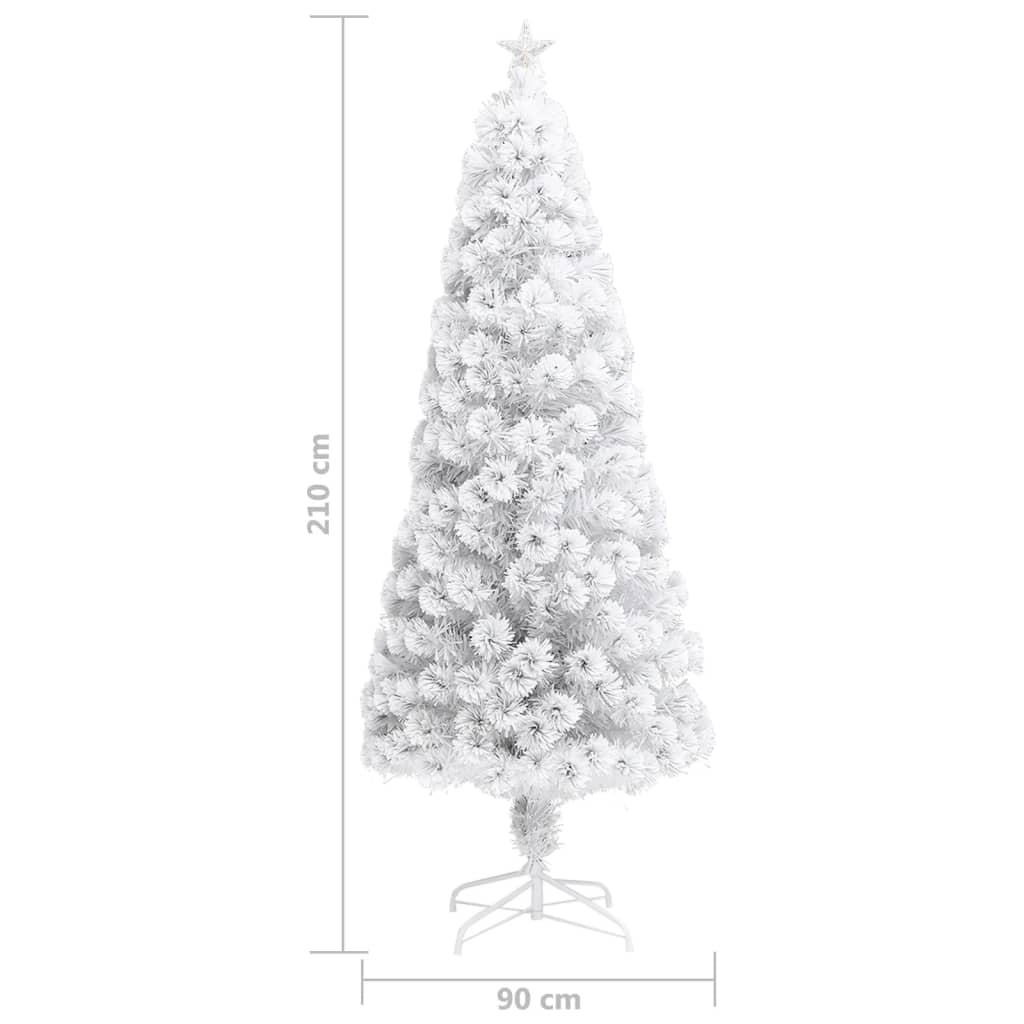 vidaXL Árbol de Navidad artificial con luces fibra óptica blanco 210cm