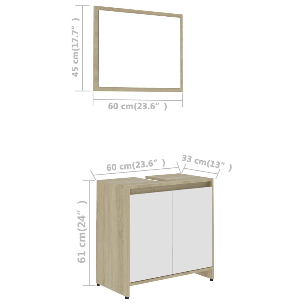 vidaXL Conjunto de muebles de baño madera contrachapada blanco y roble