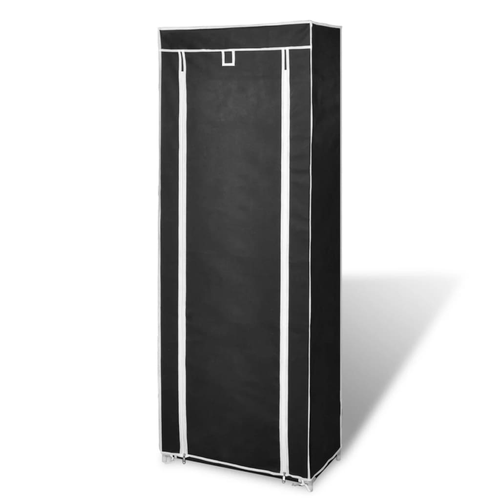 vidaXL Zapatero de tela con cubierta negro 57x29x162 cm