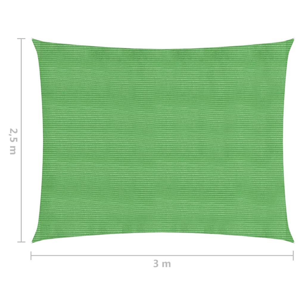 vidaXL Toldo de vela HDPE verde claro 160 g/m² 2,5x3 m