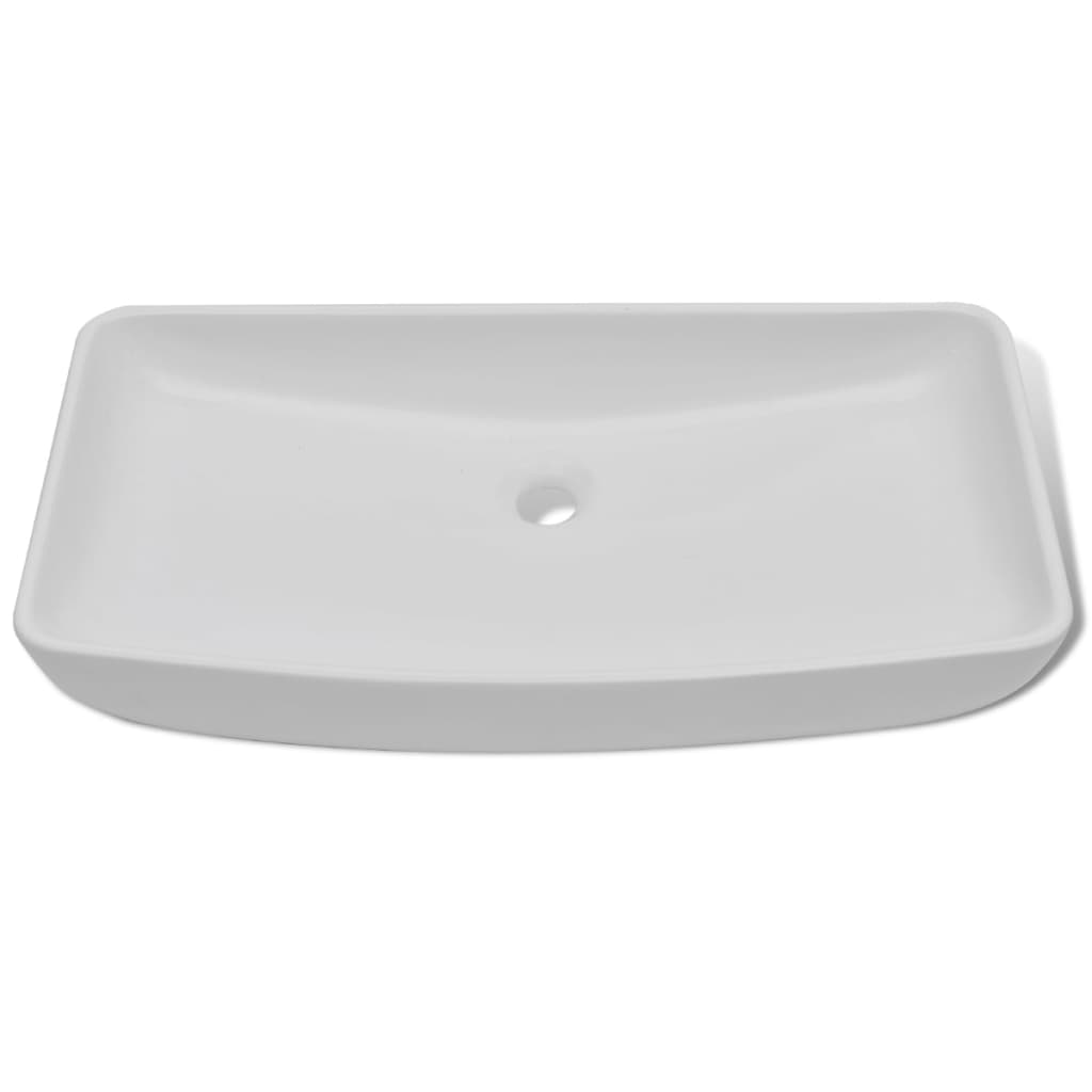 vidaXL Lavabo de baño rectangular con grifo mezclador cerámica blanco