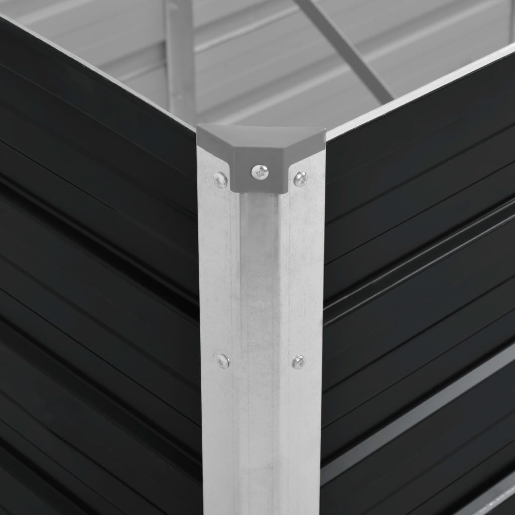 vidaXL Arriate de acero galvanizado gris antracita 320x80x77 cm