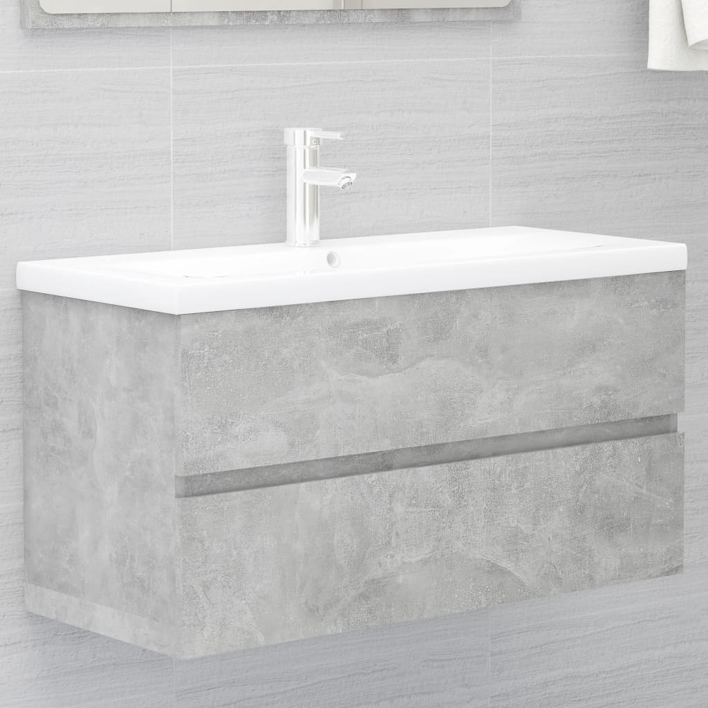 vidaXL Armario para lavabo contrachapada gris hormigón 90x38,5x45 cm