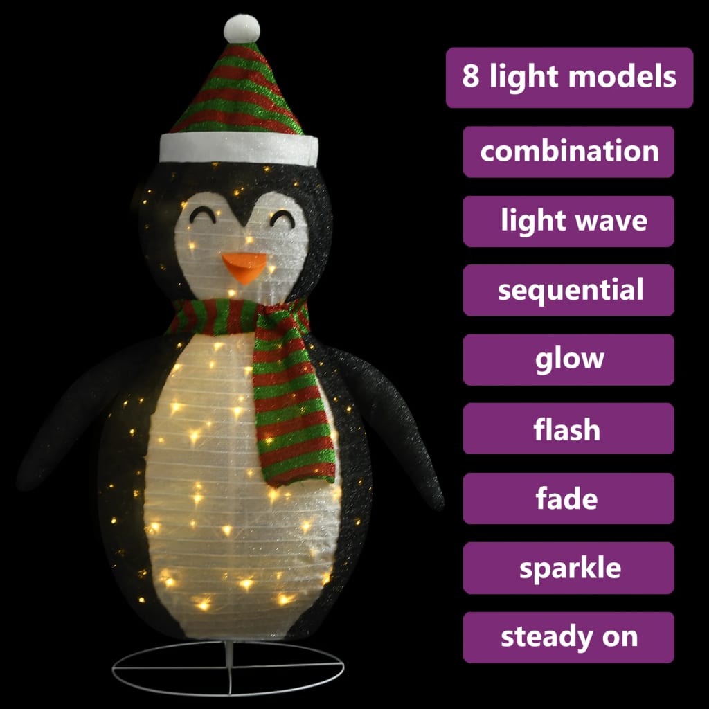 vidaXL Figura decorativa de pingüino navideña LED tela lujosa 120 cm