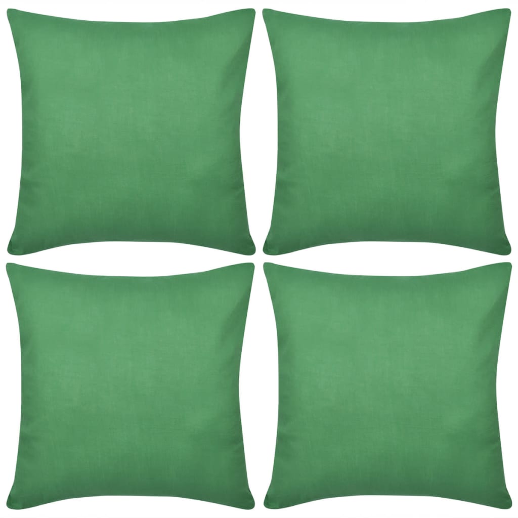 4 fundas para cojines verde de algodón 40x40 cm
