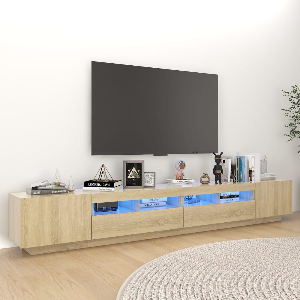 vidaXL Armario TV con luces LED color roble Sonoma 260x35x40 cm