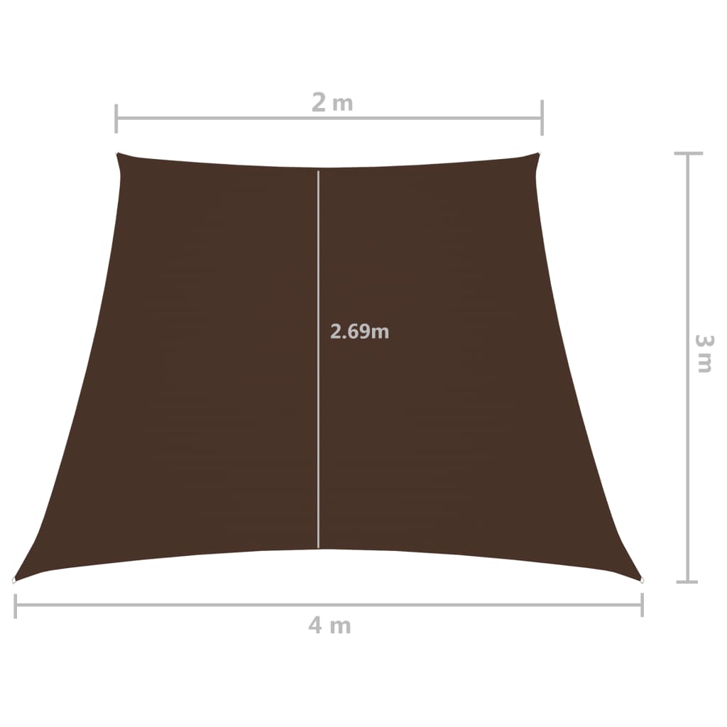 vidaXL Toldo de vela trapezoidal de tela oxford marrón 2/4x3 m