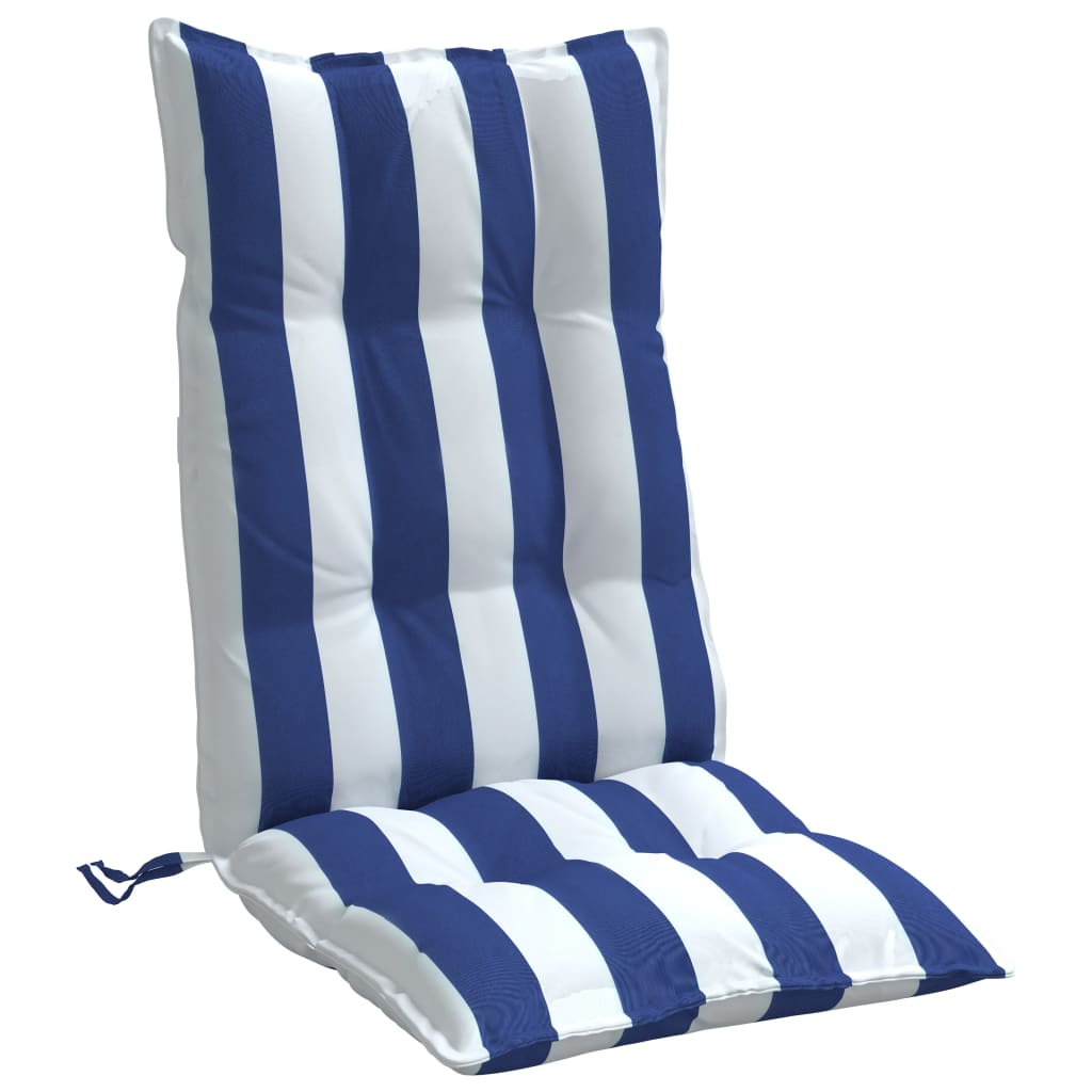 vidaXL Cojines silla respaldo alto 4 uds tela Oxford rayas azul blanco